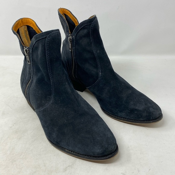 Anthropologie Seychelles Lucky Penny Double Zippered Suede Ankle Boots Booties - Picture 3 of 10
